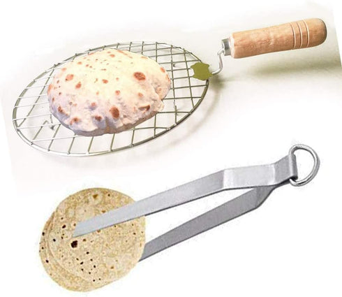 Sahishnu Online & Marketing Round Roasting Net with Cooking Tong, Steel Cooking Tong, Papad Roaster