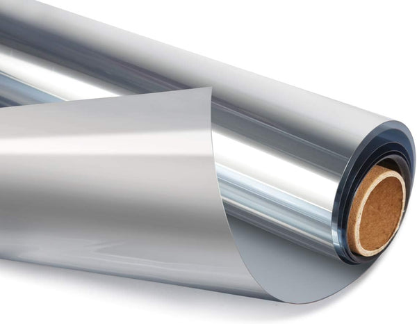 HIDBEA One Way Window Privacy Film, Daytime Heat Control UV Blocking Reflective Mirror Window Tint, Silver