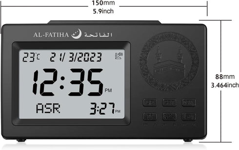 OUD Bukhoor Muslim Azan Clock, Azan Table Prayer Clock with LCD Display, Azan Alarm Clock, Home/Office/Mosque Digital