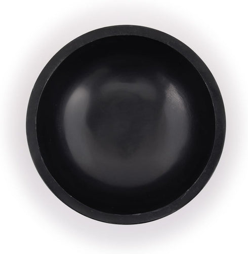 Kaizen Casa Hand Carved Natural Stone Bowl, Smudge Pot, White Leaf Carved Design, 5” x 2” – Black, Jewelry Dish,