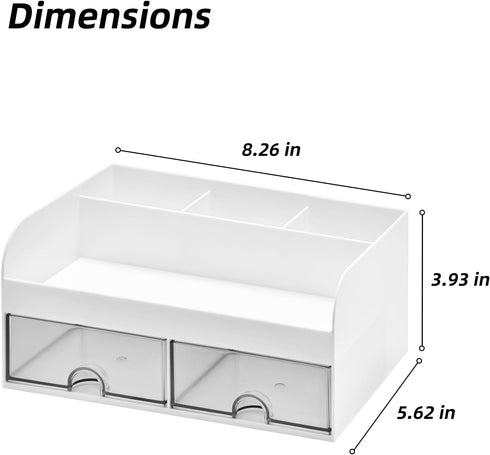 VITVITI Toothbrush Holders for Bathroom Sink, 6 Slots Countertop Organizer with 2 Drawers, White Plastic