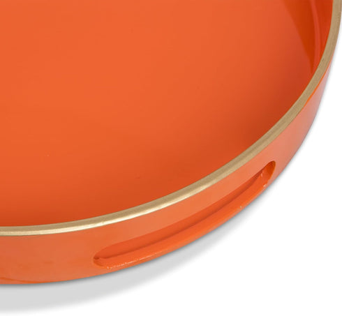 15.6" 10.6" 1.4" MAONAME Orange Decorative Tray, Oval Serving Tray with Handles, Plastic Trays for Coffee Table