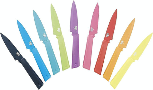 KUHN RIKON Colori+ Non-Stick Straight Paring Knife, 4 inch Blade, Green with Safety Sheath