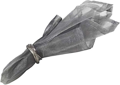 Fennco Styles Sorbet Collection 20 x 20 Inch Sheer Organza Cloth Napkins, Set of 12 - Silver