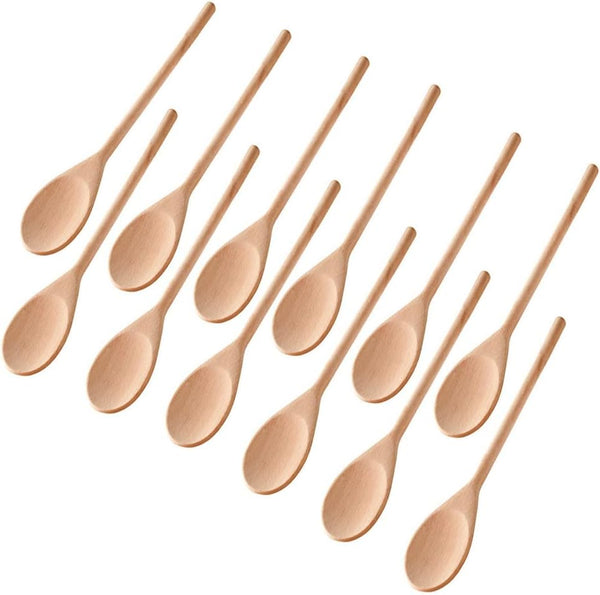 Kitchen Wooden Spoons - Mixing Baking Serving Utensils, 12 In - 12 Pack