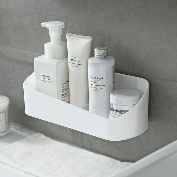 SUNFICON Adhesive Shower Caddy, Wall Mounted Bathroom Shelf Organizer with 2 Clear Adhesives for Shower Room