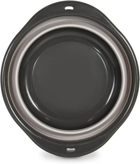 Glad Large Mixing Bowl Collapsible - 5.5L, Foldable Plastic & Rubber Container with Handles, Gray