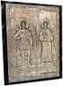Handmade Greek Christian Orthodox Wood-Metallic Icon of Archangels Michael and Gabriel - 24 X 19cm or 9.4 X 7.5 In