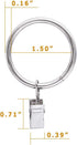 44 Pack Curtain Rings with Clips Hooks | Silver Drapery Clips with Rings, Stainless Steel Metal, 1.5 inch