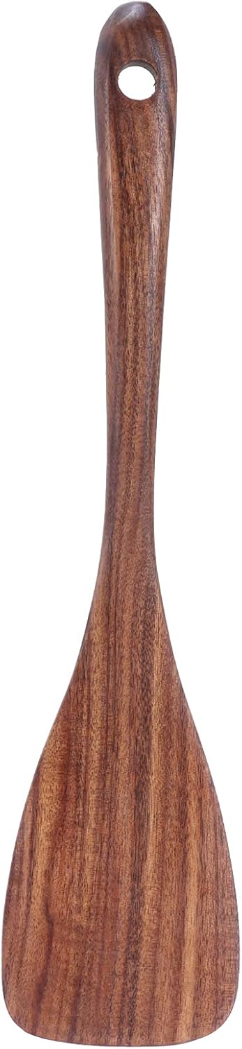 Wooden Spatula for Cooking, Nonstick Teak Wooden Shovel with Long Flat Handle for Kitchen Cooking