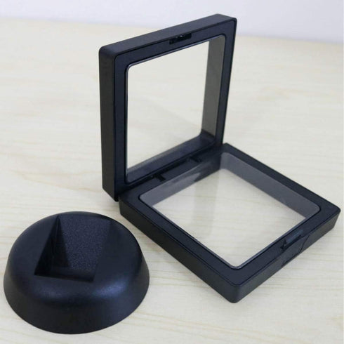 Set of 2 Challenge Coins Display Stand, 3D Floating Clear Case for Jewelry, Specimen, Military Medal