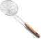 Spider Strainer Skimmer Ladle, 6.3 Inch Cooking Utensils Frying Spoon with Wooden Handle, Wire Slotted Spoon for Kitchen