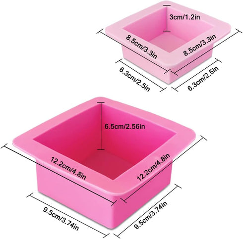 3 Pcs Non-Stick Square Baking Silicone Molds, Quick Release Bread Pan Tray for Cheese Cake, Handmade Toast Mold - Rose