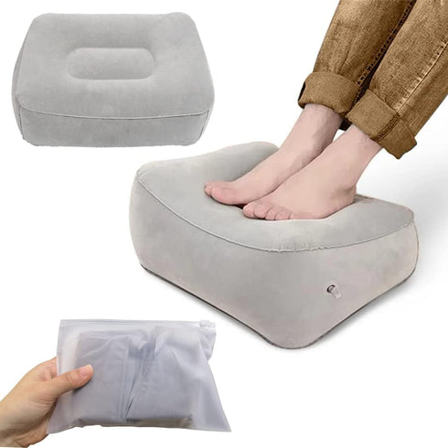Inflatable Travel Foot Rest Pillow, Head Pad, Soft Flocking Pillow, Flights Relax