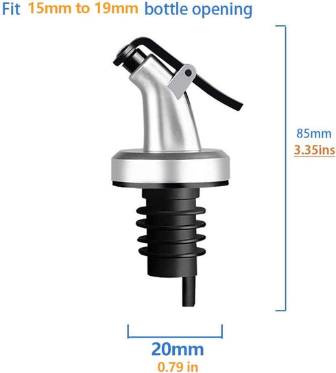 4 Pcs Oil Pour Spouts, Leakproof Nozzle Olive Oil Bottle Dispenser for Olive Oil, Wine, Vinegar, Soy Sauce (Silver)