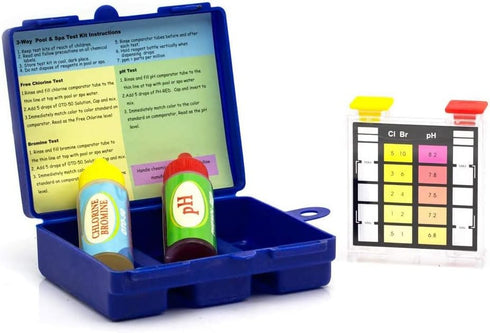 WWD POOL 3-in-1 Swimming Pool Testing Kit, Spa Water Chemical Test Kit for Chlorine, Bromine, pH