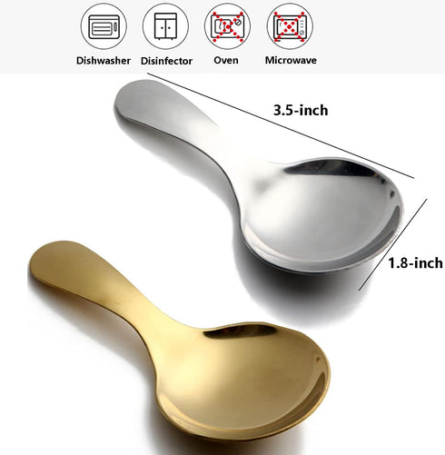 Short Handle Spoons Set of 6, 3.5 Inches Stainless Steel Mini Salt Spoons for Dessert, Tea, Coffee, Cake
