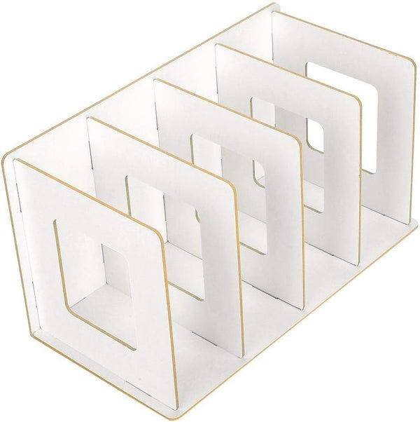 Fdit Wooden Desktop Bookshelf Rack, Storage Shelf for Home, School, Office Organizer (Warm White)