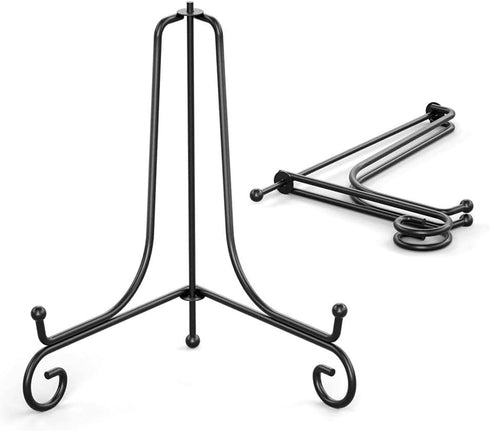 3Pcs 4 Inch 6 Inch 8 Inch 3 Sizes Iron Metal Display Stand Foldable Bracket Minimalist Easel Plate Holder Display Stand for Pictures, Photo Frames, Decorative Plate, Dish, Artworks, Black