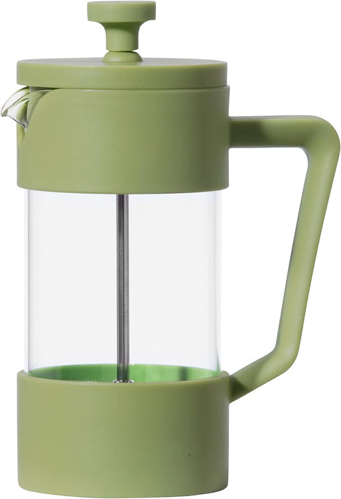 Oggi French Press Coffee Maker (12oz)- Borosilicate Glass, Coffee Press, Single Cup French Press, 3 cup Capacity, Olive by Oggi