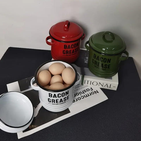 Emptycolor 46oz Bacon Grease Saver with Strainer Grease Container for Kitchen, Cooking Oil Bacon Fat Storage Can Jar
