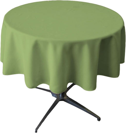 LA Linen Polyester Poplin Washable Round Tablecloth, Stain and Wrinkle Resistant, 58-Inch Sage Dark