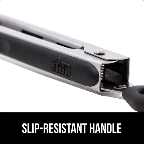 Gorilla Grip BBQ Kitchen Tongs Set of 2, 9 and 12 Inch, Black - Heat Resistant, Non Scratch Silicone Tip