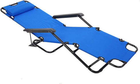 Kcelarec Outdoor Folding Chaise Lounge Chair, Patio Sun Lounger Reclining Beach Chair Sun Patio Pool Lawn Recliner
