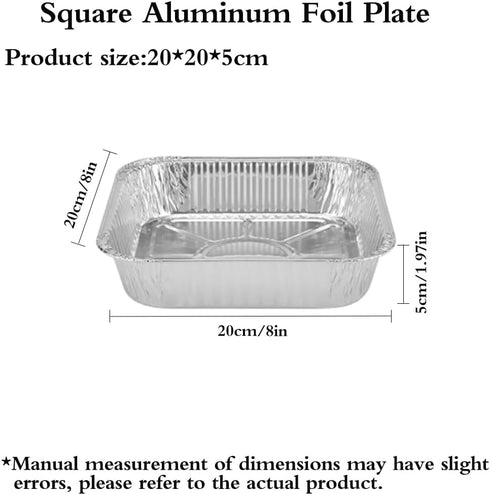 Non-Stick Disposable Air Fryer Aluminum Foil Liners Square 50PCS, Oil-Proof Aluminum Foil Tin Box Also for Steamer Basket Instant Pot Oven & Grill (8 * 8 Inch-Square) by ANQIA