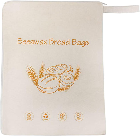 Lorine Beeswax Lining Bread Bags, Reusable Bread Bags for Homemade & Sourdough Bread,