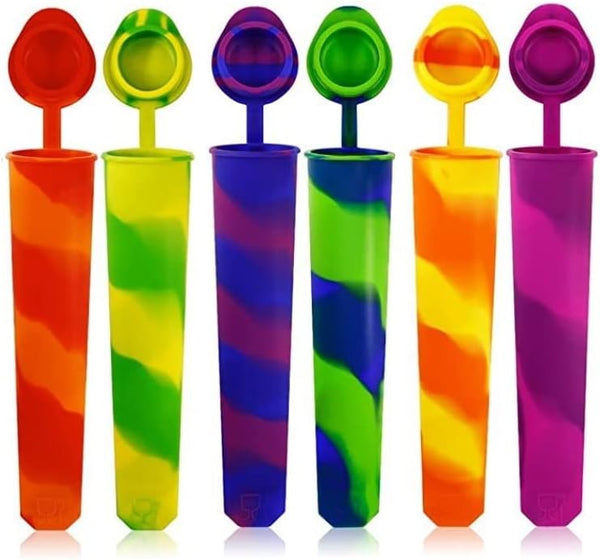 6pcs Popsicles Molds,Reusable Baby Silicone Popsicle Molds Multi Colors Ice Cream Mold