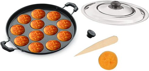Non Stick Appam Pan, Appam Maker with 12 Pits, Nonstick Appa Chetty Paniyaram Pan Patra