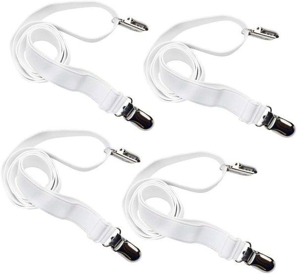 Long Bed Sheet Clips, Adjustable Mattress Holder Straps Fastener, 4 Pieces (White)