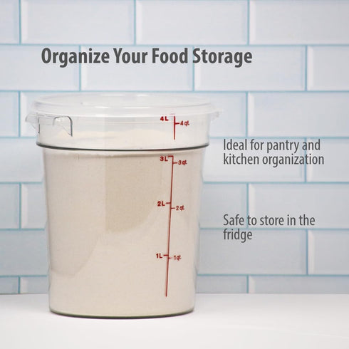 Cambro 4 QT Round Food Storage Container with Lid (2 Pack) - Clear