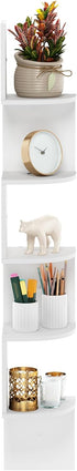 5-Tier Furinno Rossi Wall Mount Floating Radial Corner Shelf, White