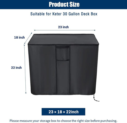 30 (23" 18" 22" inch) Kingling Deck Box Cover, Outdoor Storage Box Cover for Keter Gallon Deck Box Waterproof Outside
