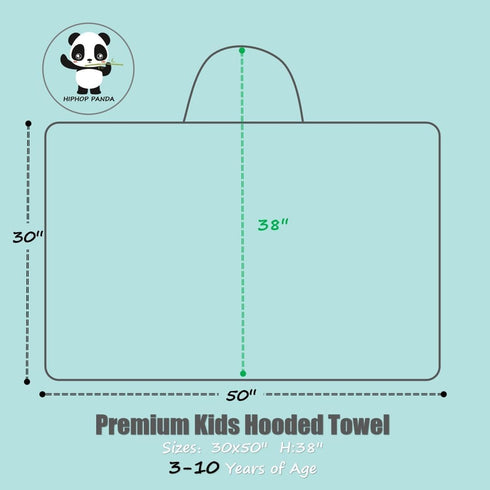 30 50 INCH 3-10 HIPHOP PANDA Hooded Towel for Kids - Viscose Derived from, X Large Size for Yrs - Premium Kids Bath