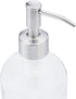 Clear Glass Jar Soap and Lotion Dispenser with Stainless Steel Pump, 16 oz.