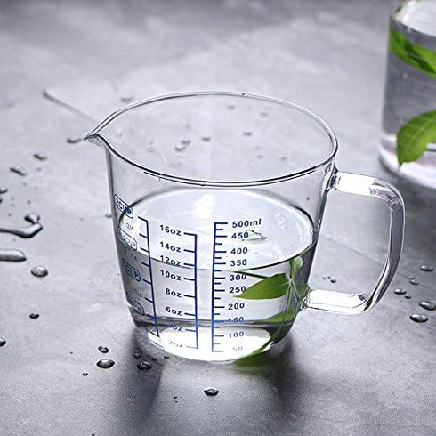2 Cup Borosilicate Glass Measuring Cup with 50ML Intervals Scale - New Kitchen Accessories for Easy Liquid and Powder