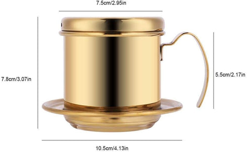 Zopsc Stainless Steel Coffee Filter Cup, Vietnamese Drip Filter Maker Infuser for Home Coffee (Gold)