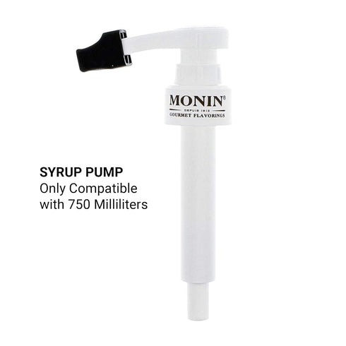 Monin Syrup Pump for 750ml Glass Bottles, Mess-Free Dispensing, Tip Cover Included, White