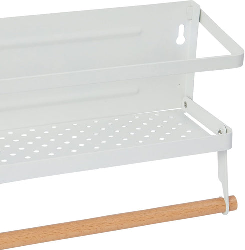 Household Essentials Metal Magnetic Spice Rack with Paper Towel Holder, White