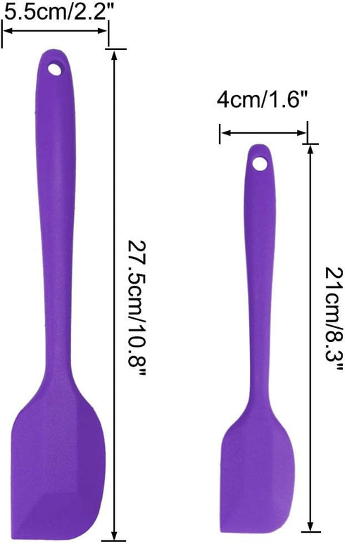 uxcell Silicone Spatula Set 2 Pcs Heat Resistant Kitchen Rubber Turner Non Stick Spatula for Cooking Baking and Mixing Purple by uxcell