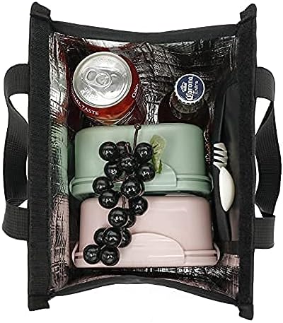 FUXINGYAO Reusable Lunch Bag, Insulated Lunch Tote for Adult Women Men, Perfect for Work, Beach or Travel (Black)