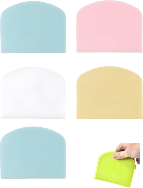5-Pack Dough Scraper Bowl | Food-safe Plastic Dough Cutter, Flexible Bench Multipurpose Food Scrappers for Bread Dough,
