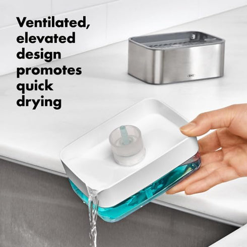 OXO Good Grips Clear Stainless Steel Soap Dispensing Sponge Holder