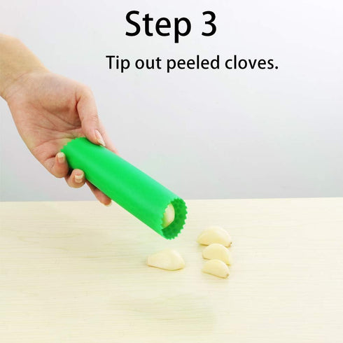 Sinnsally Garlic Peeler Skin Remover Roller Keeper, Easy Quick Silicone Tube Roller for Garlic Peeling (Green, Red)