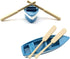 YXQ Miniature Blue Rowboat Set, 2 Little Resin Canoe Models with Oars for Cake Decoration
