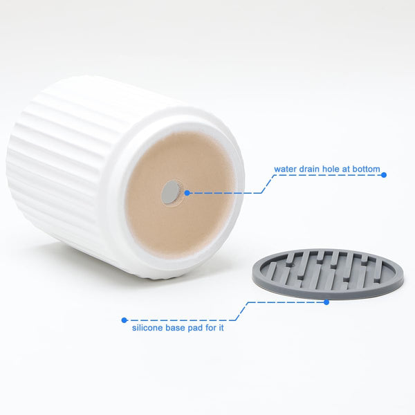 Small Ceramic Utensil Holder for Kitchen Counter (H5.51” x W4.92”), Includes Silicone Drying Mat (Black)