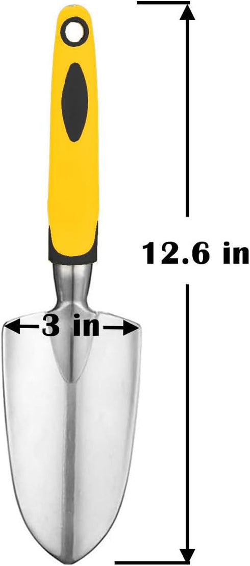 Yellow Gardening Shovel, Digging Trowel for Lawn Planting, Alloy Spade with Rubber Handle